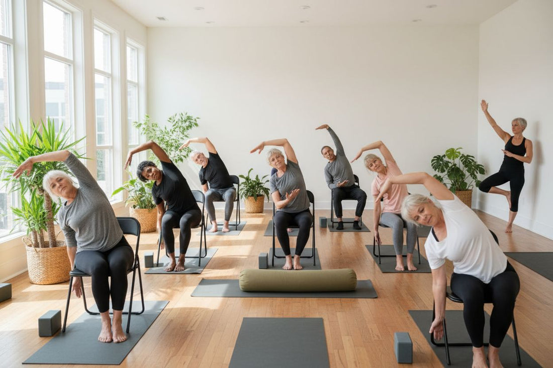 yoga for seniors, group yoga, healthy aging
