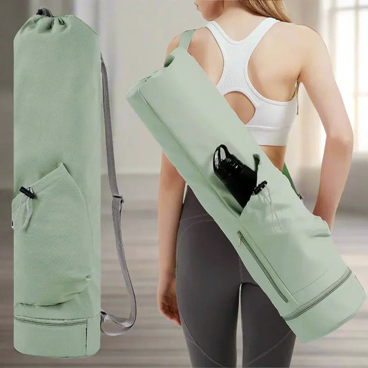 YogaPro Multi-Functional Mat Bag with water bottle pocket and wet storage compartment.