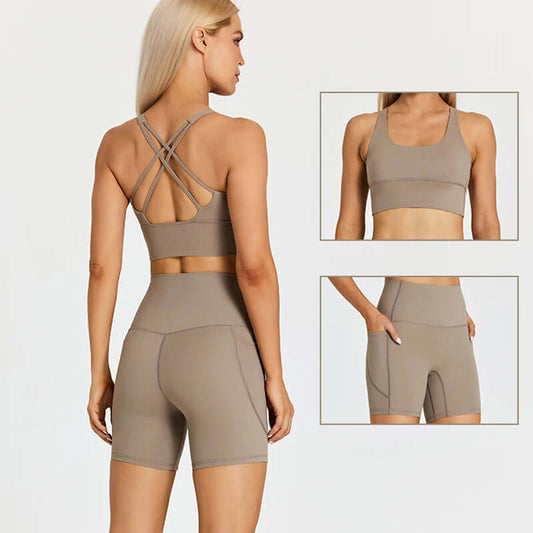 Yoga Short Sets for Women 2 Piece Gym Wear Workout Clothes