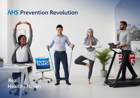 Diverse individuals taking the time to exercise while at work, focusing on preventative measures