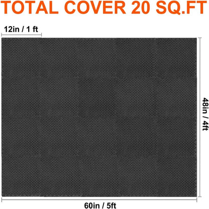 20 Square Foot Black interlocking mats