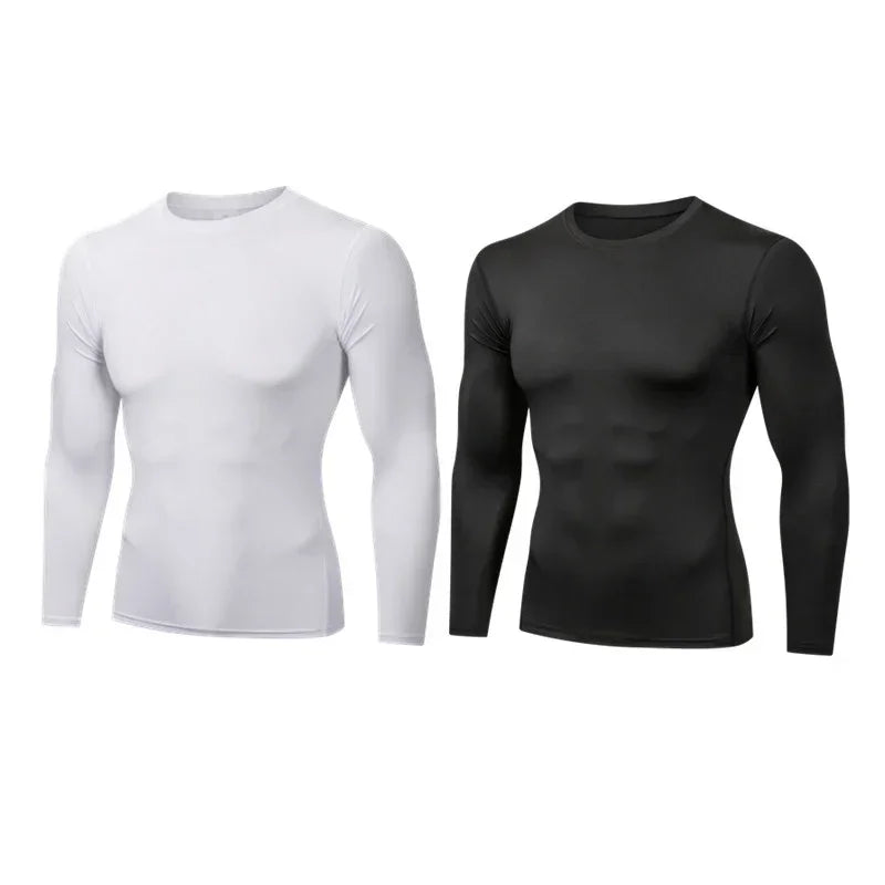 Black white long sleeve compression shirts
