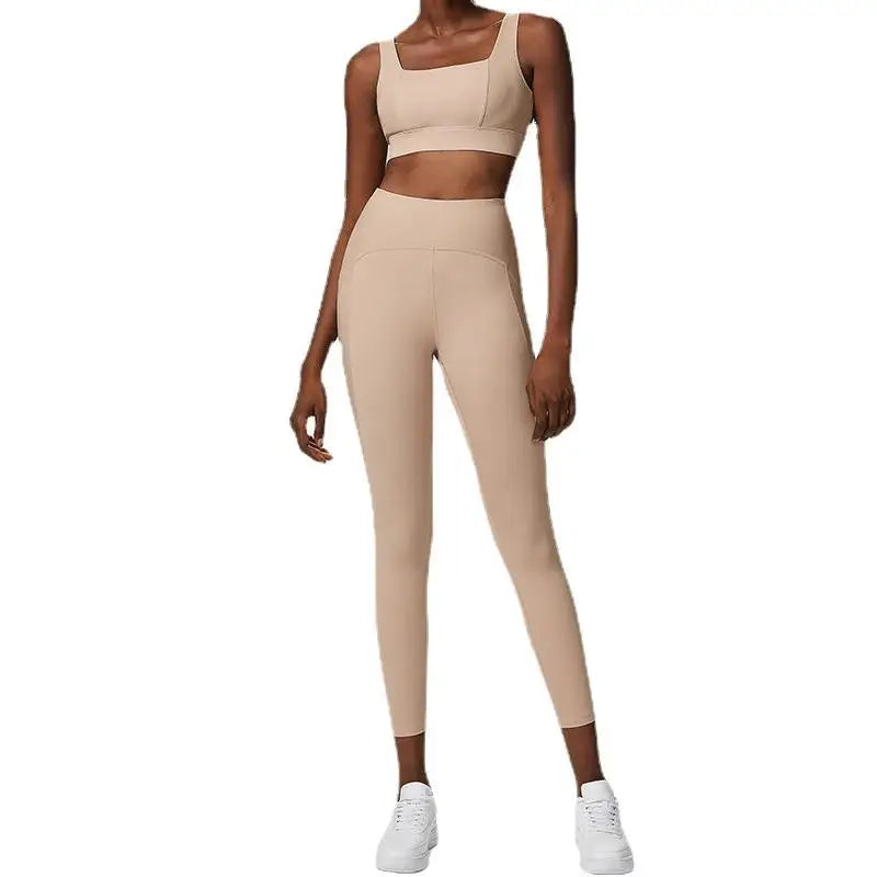 Beige women's yoga fitness set