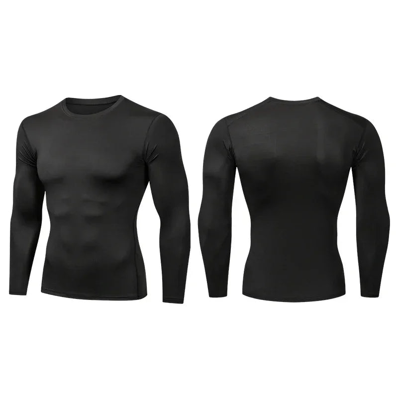 Black Black long sleeve compression shirts