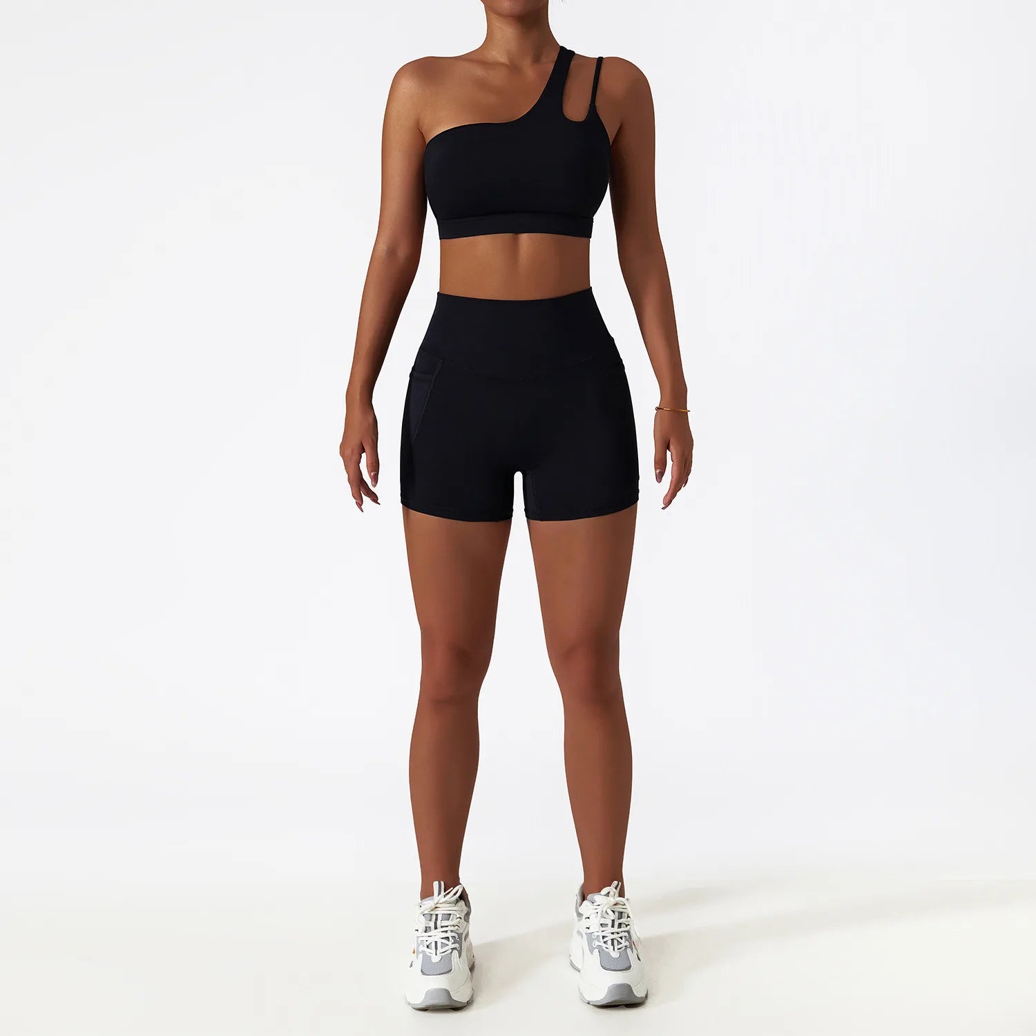 Black Shorts yoga Sets for Women with Bra