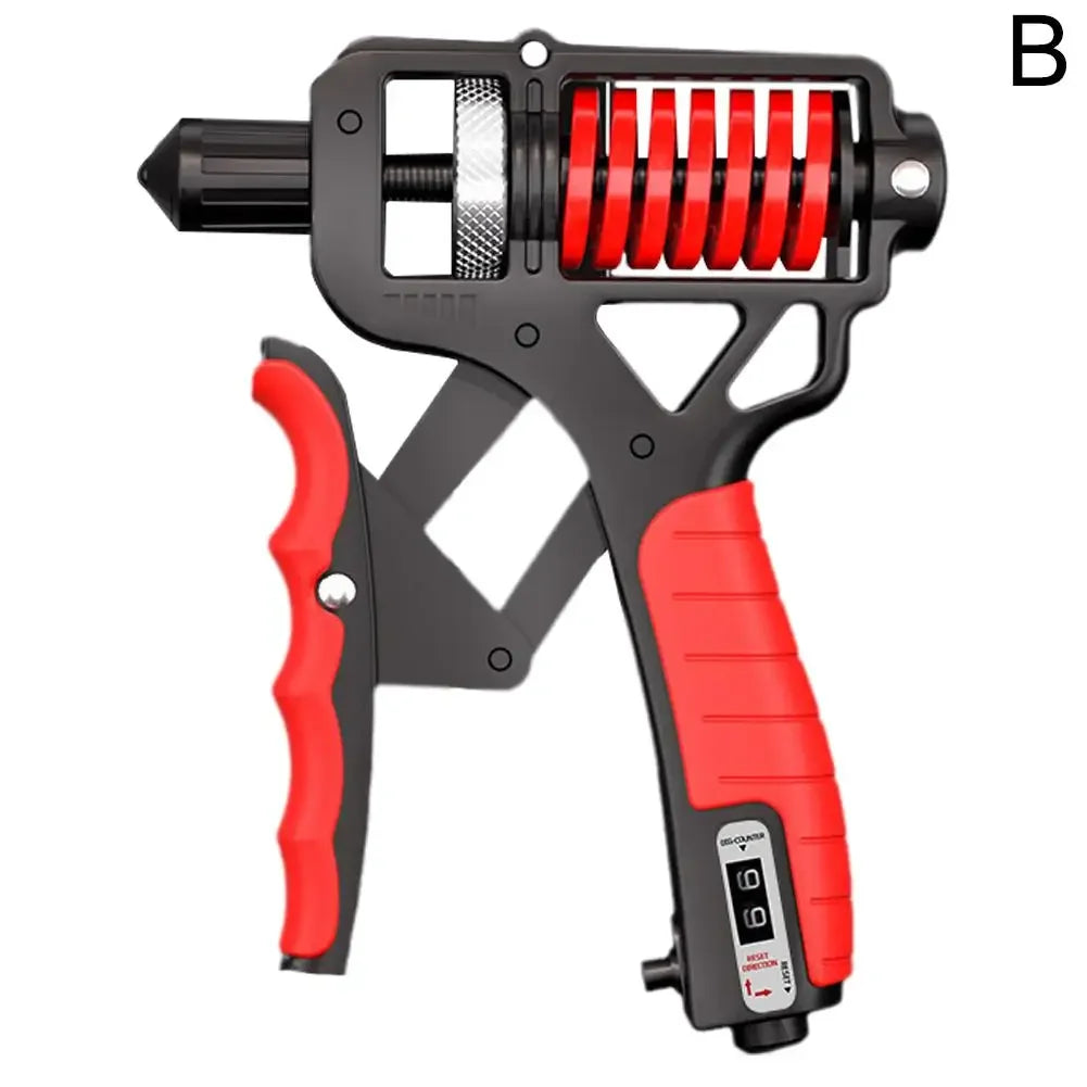 Black and red hand grip strengthener