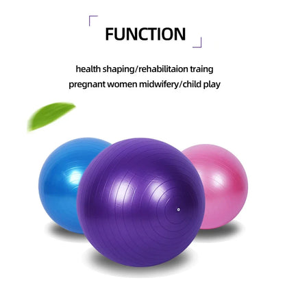 Blue, purple, and pink exercise balls