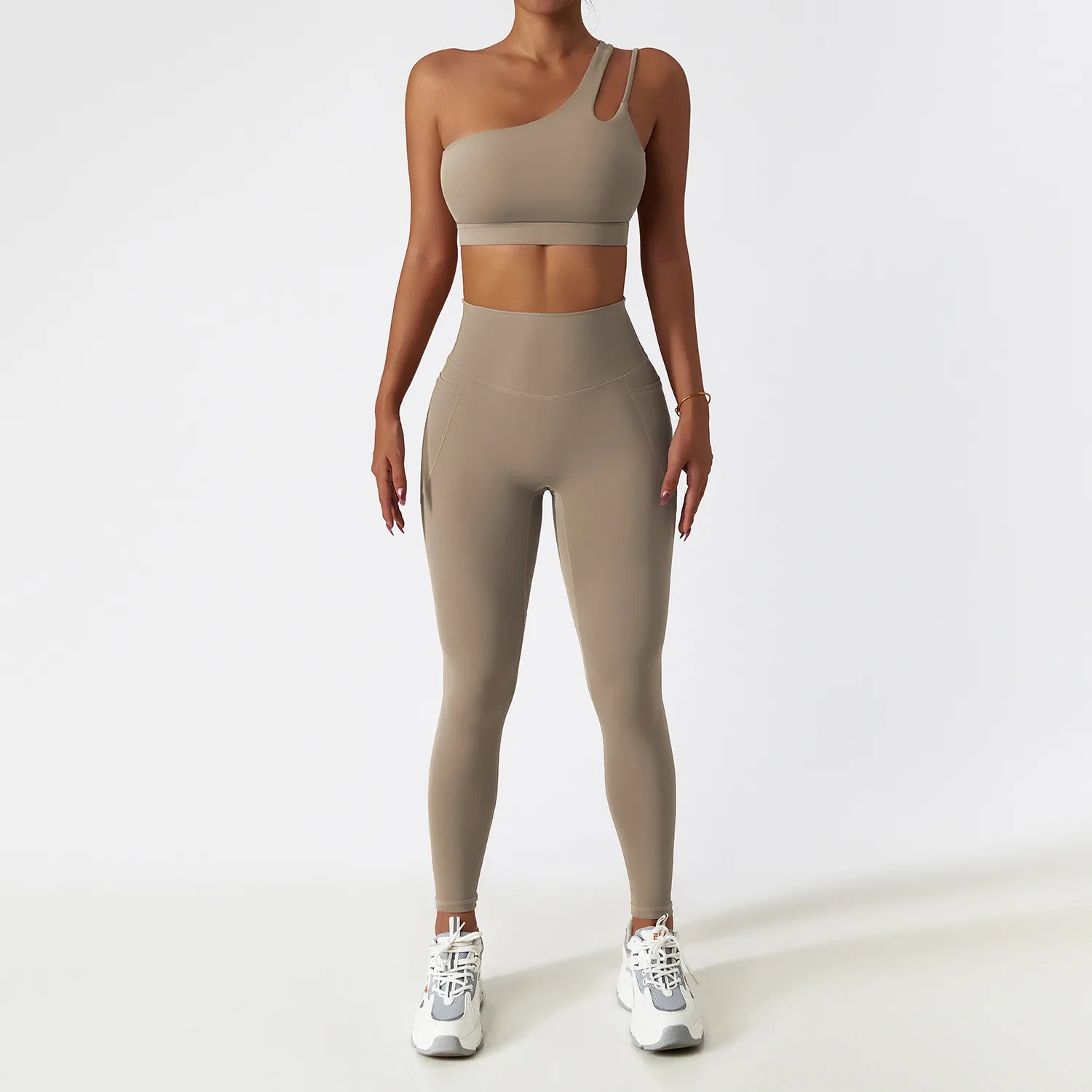 Brown Long Sets yoga Sets for Women with Bra