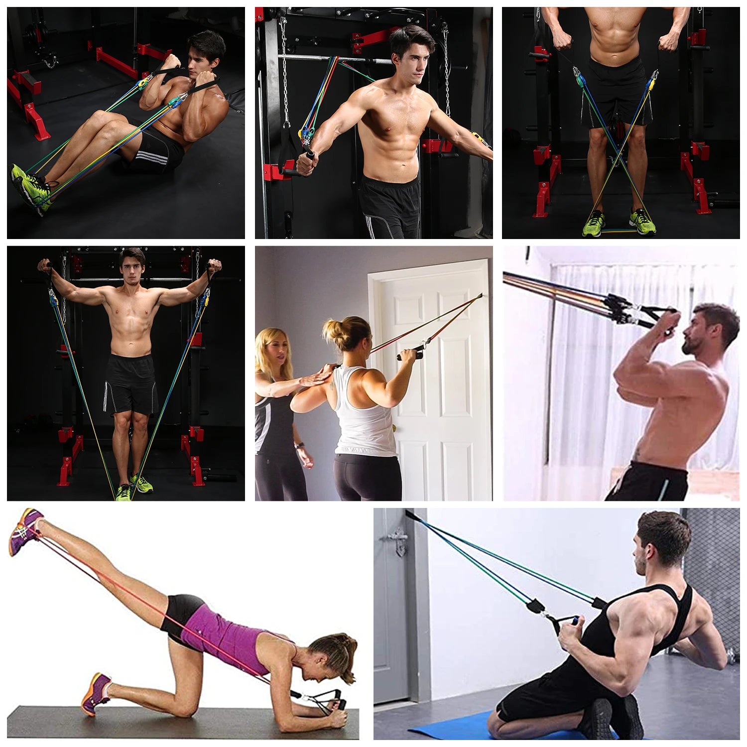 Bodybuilding Resistance Bands Set Multi-function Tensioner