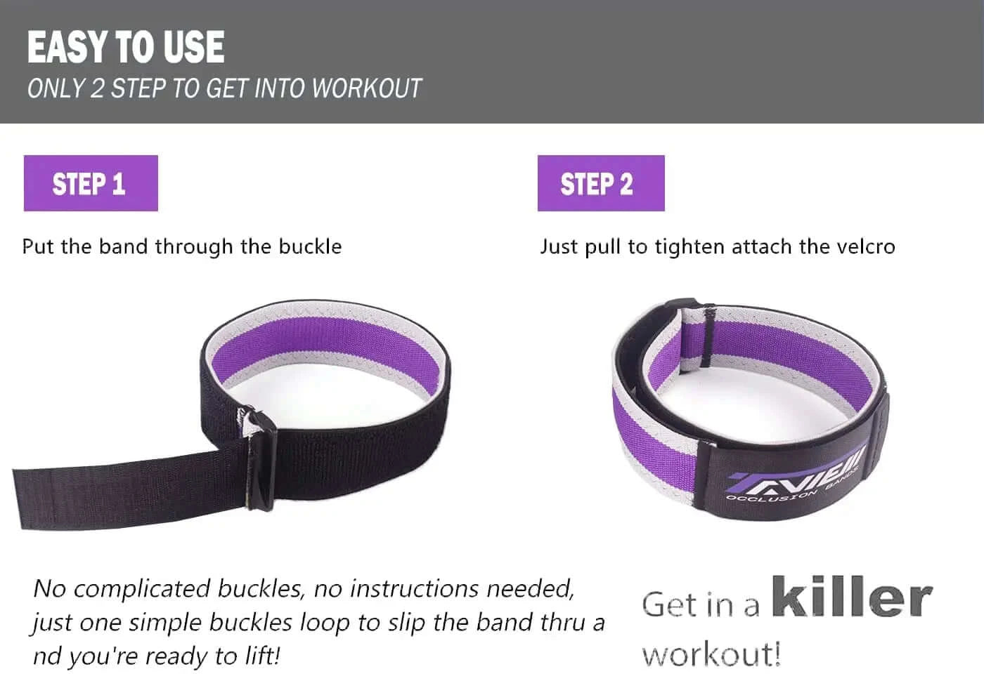 Easy to use occlusion bands for glutes