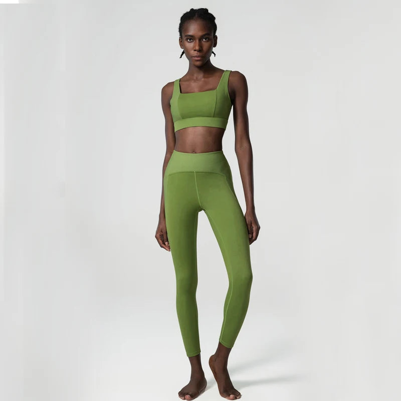 Green women's yoga fitness set