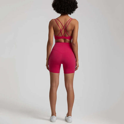 Naked Feel Gym Set Women Workout Clothes High Waist Yoga Shorts