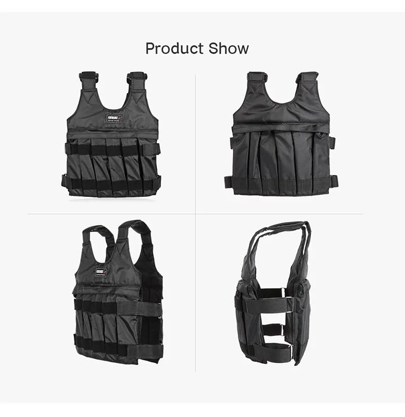 Weighted vest for boxing training and fitness, 20/50 kg, durable polyester and 1680D Oxford cloth, versatile for all seasons.