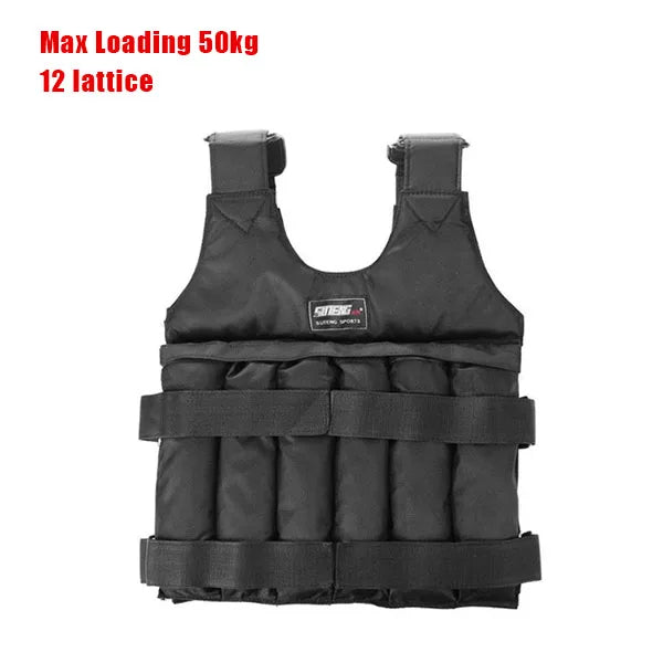 Weighted vest for boxing training and fitness, max load 50 kg, durable polyester and 1680D Oxford cloth.