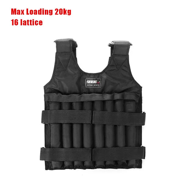 Weighted vest for boxing training and fitness, durable polyester, 20/50 kg load capacity.