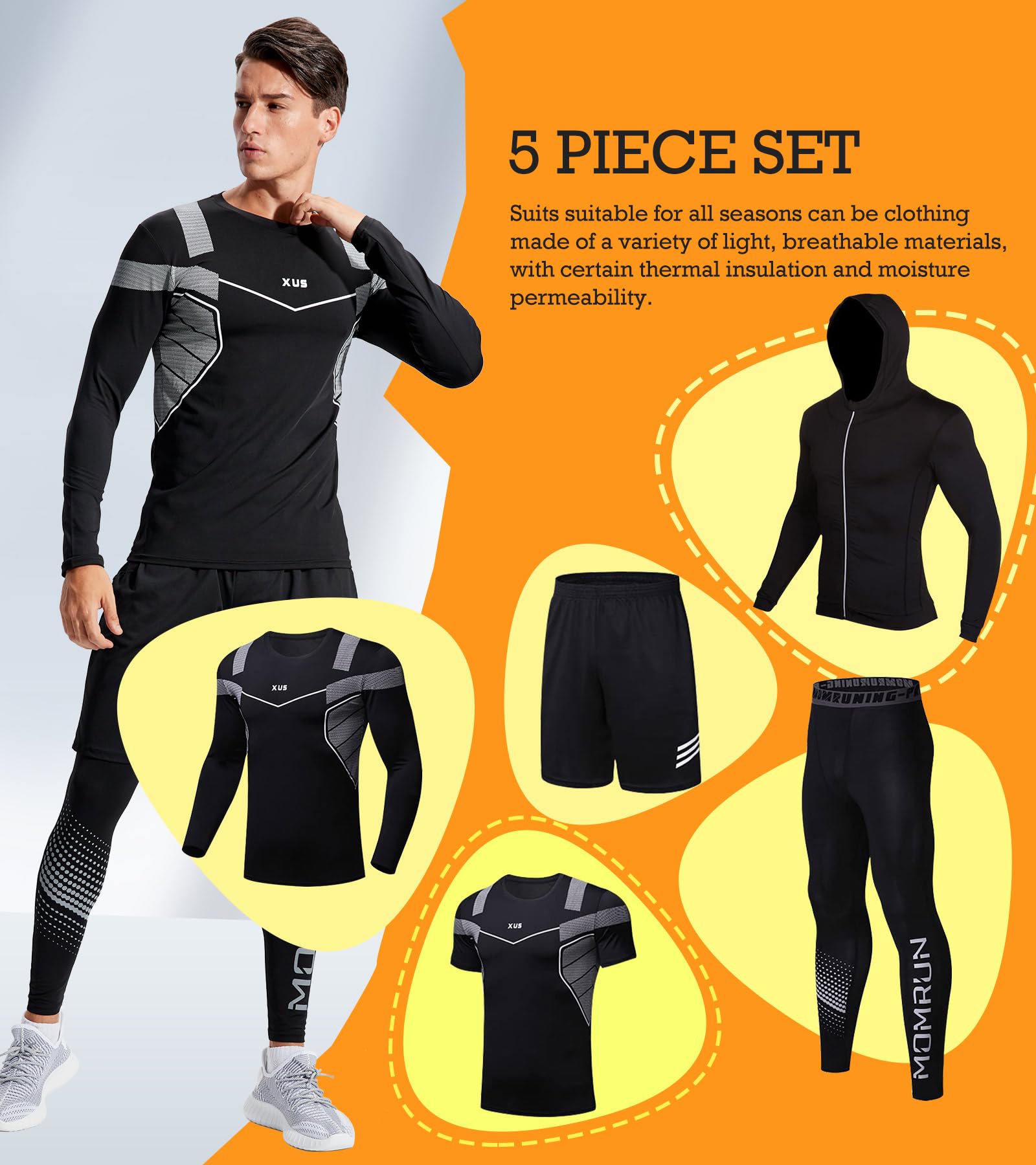 Men's 5-piece Gym Clothes set