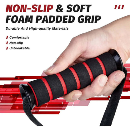 Workout equipment with soft, non-slip handle grip