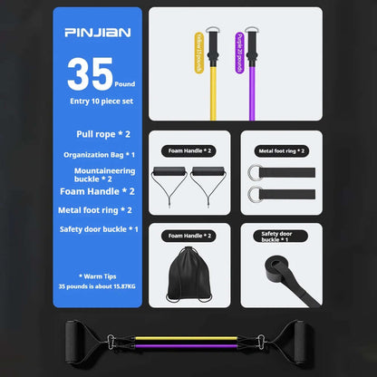 PINJIAN 35 Pound Entry 10-Piece Resistance Band Set