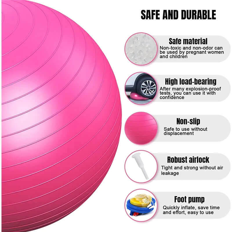 Pink Anti-Burst Yoga Ball Safe and Durable