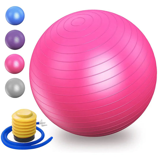 Pink Anti-Burst Yoga Ball with Accessories