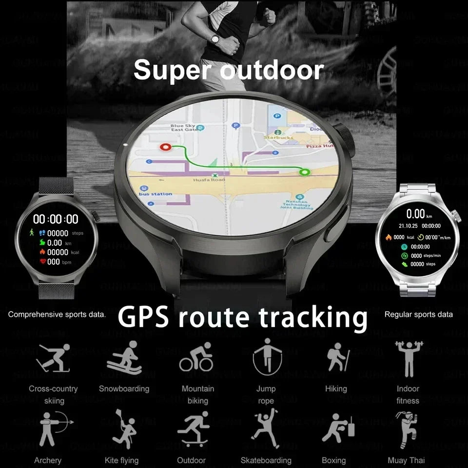 Men's UltraFit Pro 2024 Smartwatch with GPS and NFC display.