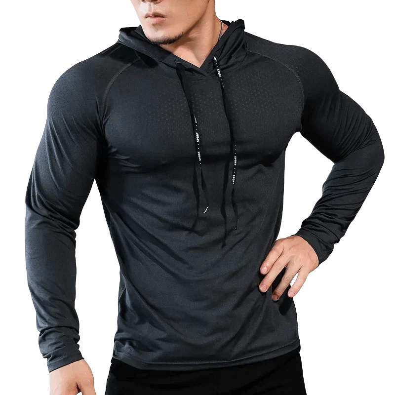 Men's fitness tracksuit with stylish hoodie and joggers for workouts.