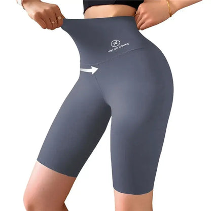 Women's High-Waist Push-Up Yoga Shorts Sports Fitness Cycling Jogging Leggings Knee-Length