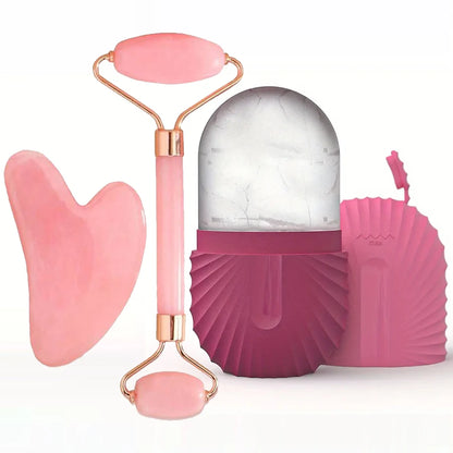 CryoGlow Ice Face Roller & Gua Sha Set