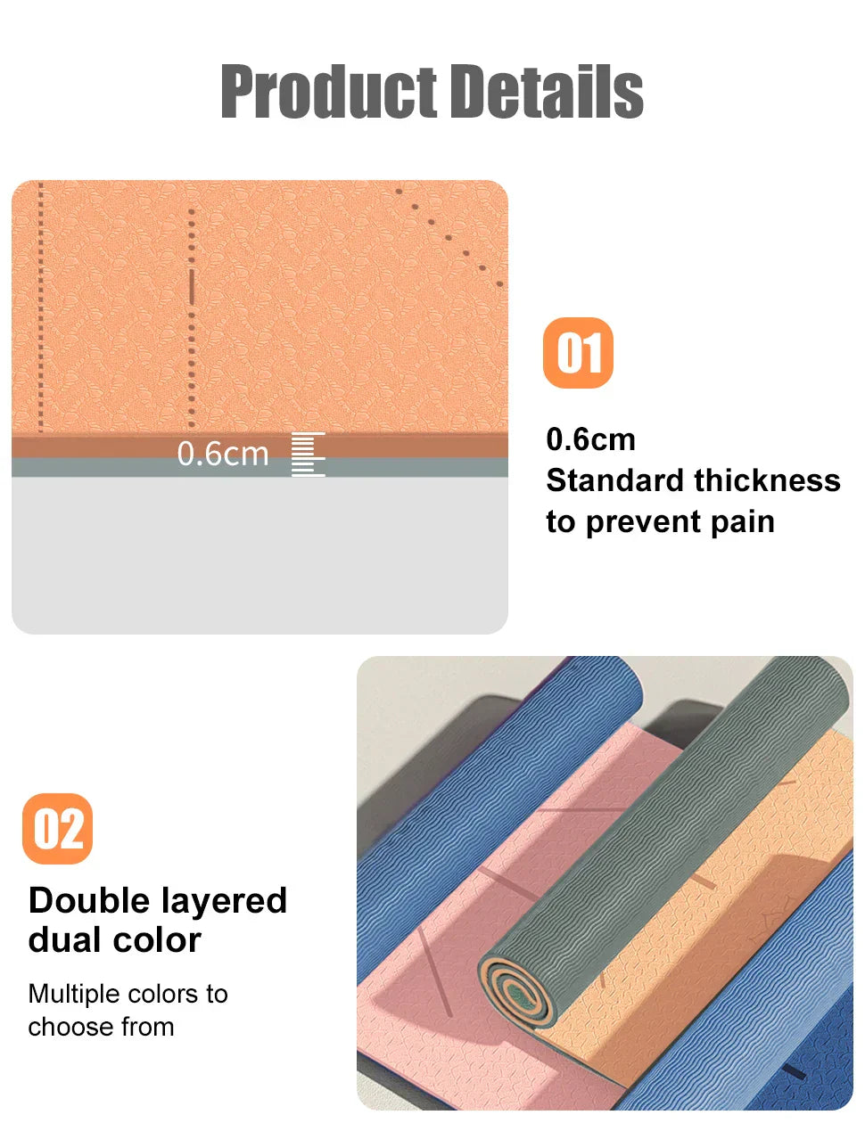 WESTTUNE Yoga Mat, non-slip eco-friendly design with anti-tear durability and double-layered dual color options.
