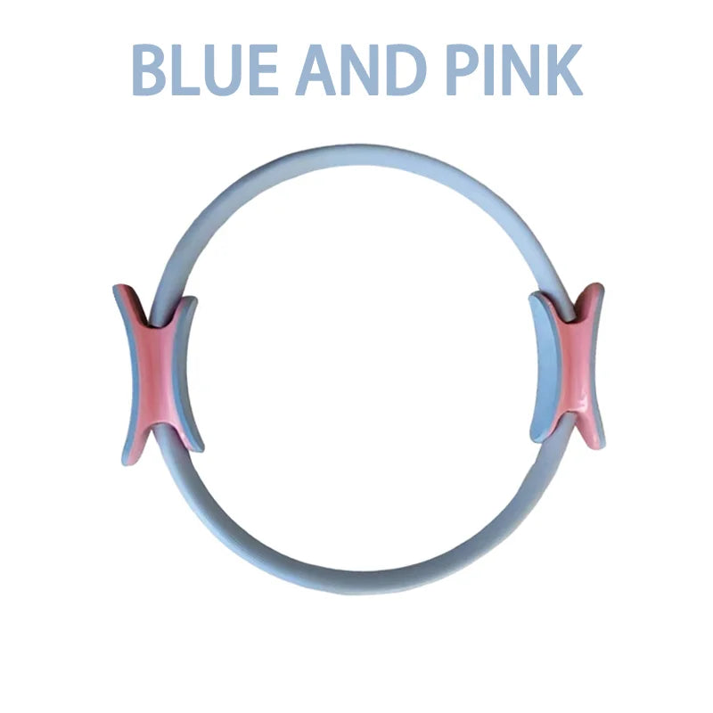 Blue and pink MagicFit Pilates & Yoga Toning Ring for flexibility and strength training.