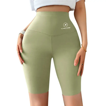 Women's High-Waist Push-Up Yoga Shorts Sports Fitness Cycling Jogging Leggings Knee-Length