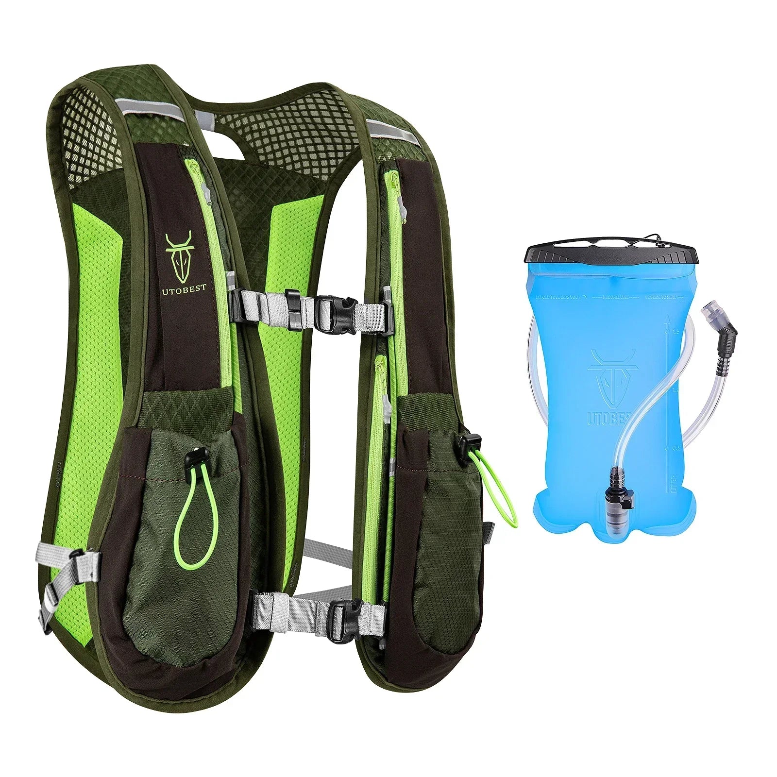 UTOBEST Ultra Lightweight Trail Running Hydration Vest with 1.5L Water Bladder, 5L Capacity - Ergonomic Design for Runners and Cyclists.