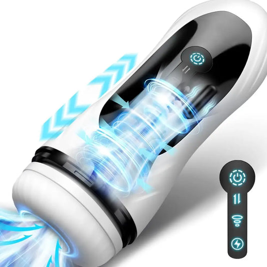 Premium personal wellness device for men with 4 therapeutic functions, ergonomic design, and USB rechargeable.