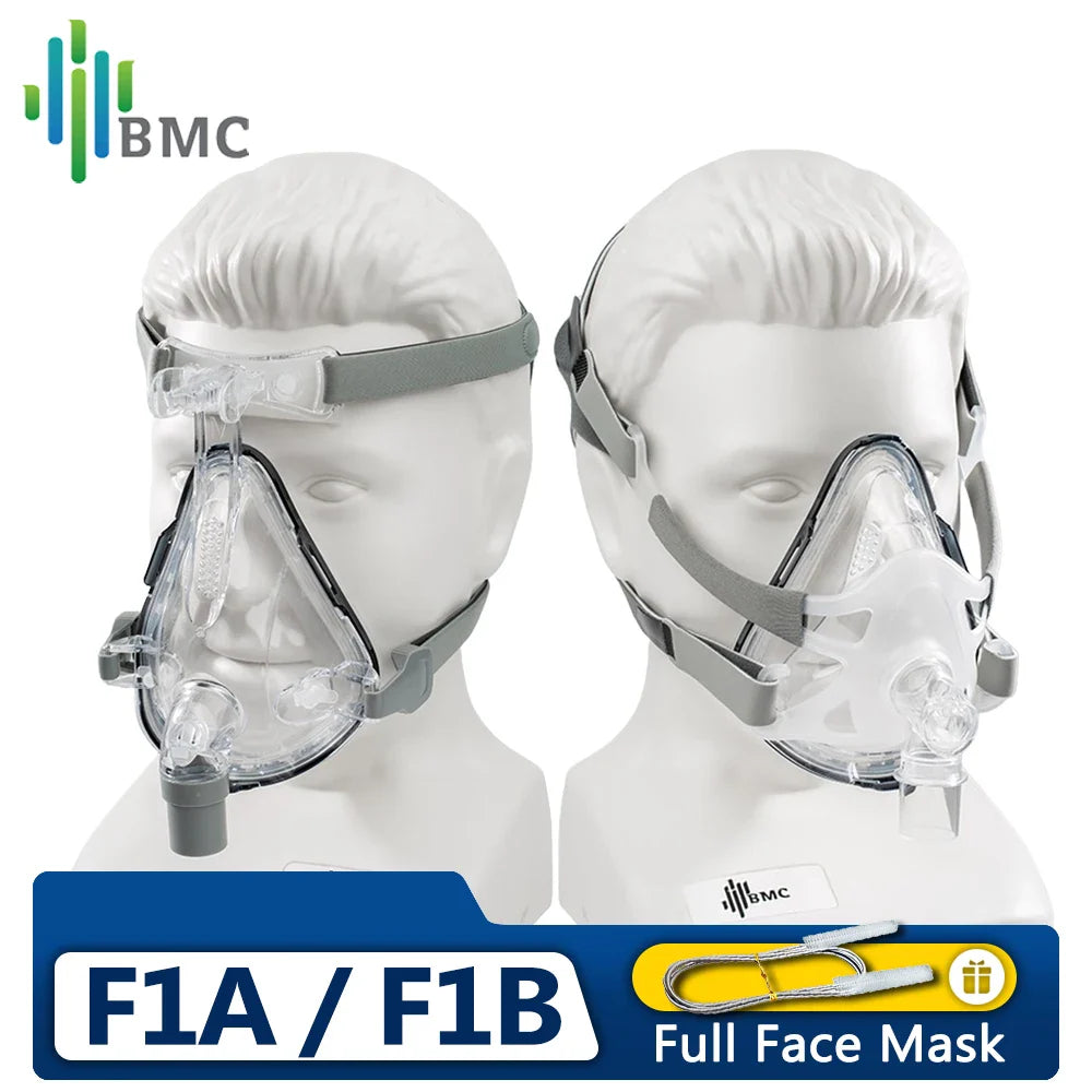 BMC Original F1A/F1B CPAP full face mask with headgear, ComfortBreath Pro, designed for sleep apnea treatment and snoring relief.