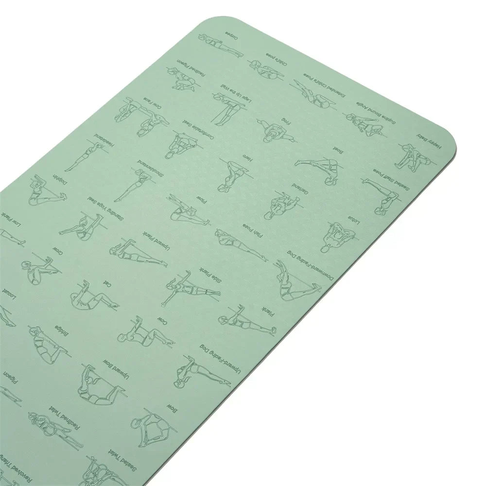 Eco-friendly TPE yoga and fitness mat with non-slip surface, ideal for yoga, Pilates, and gymnastics, measuring 183 x 61 cm.