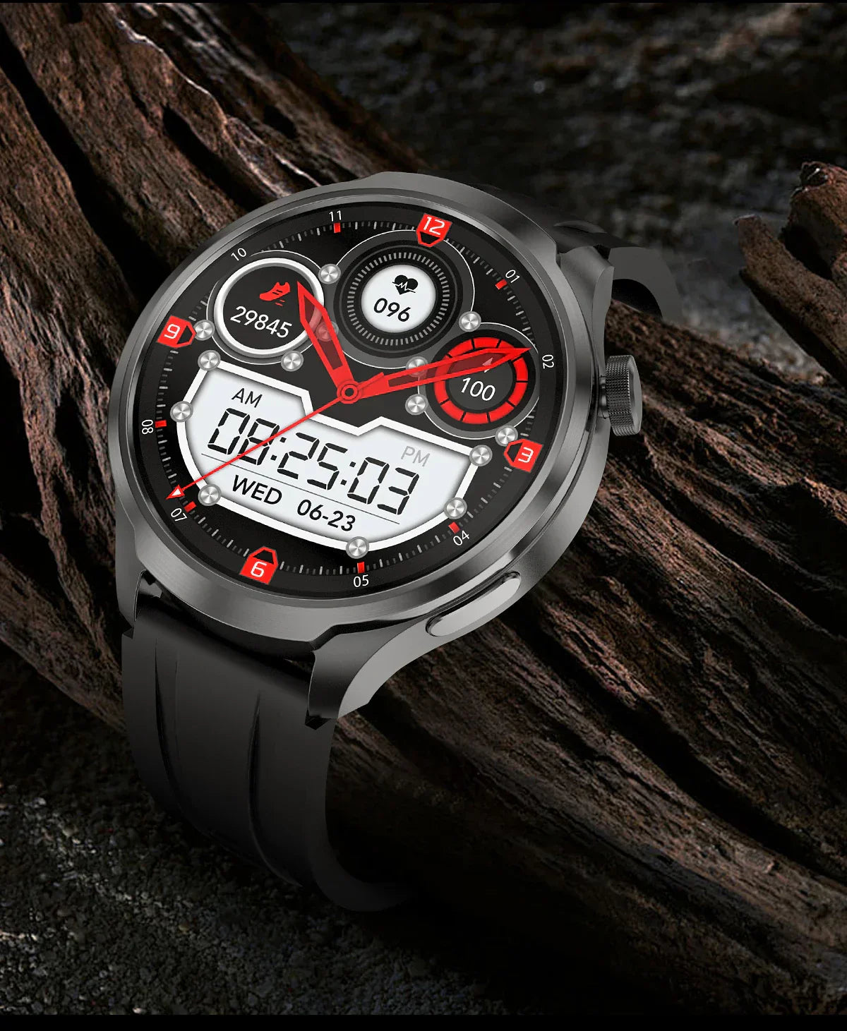 UltraFit Pro 2024 Men's Smartwatch with AMOLED display and health monitoring features.