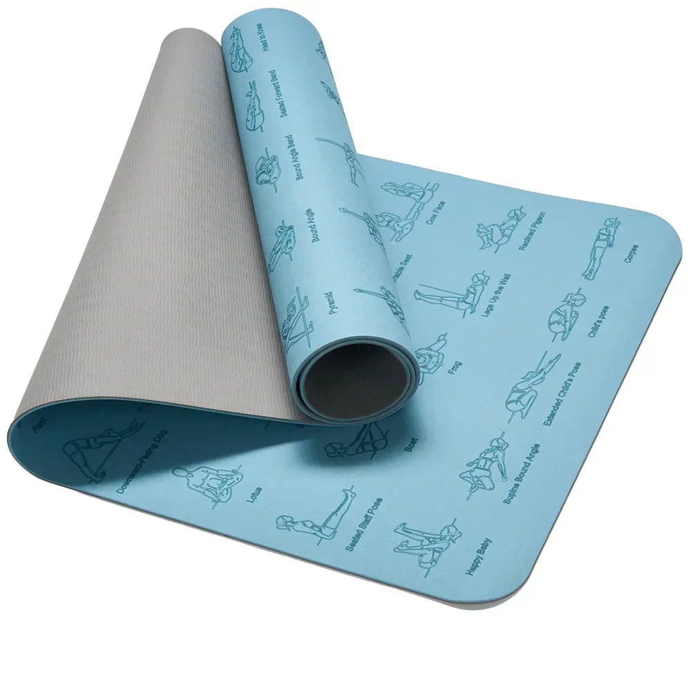 Eco-friendly TPE yoga mat with non-slip surface, ideal for fitness routines.