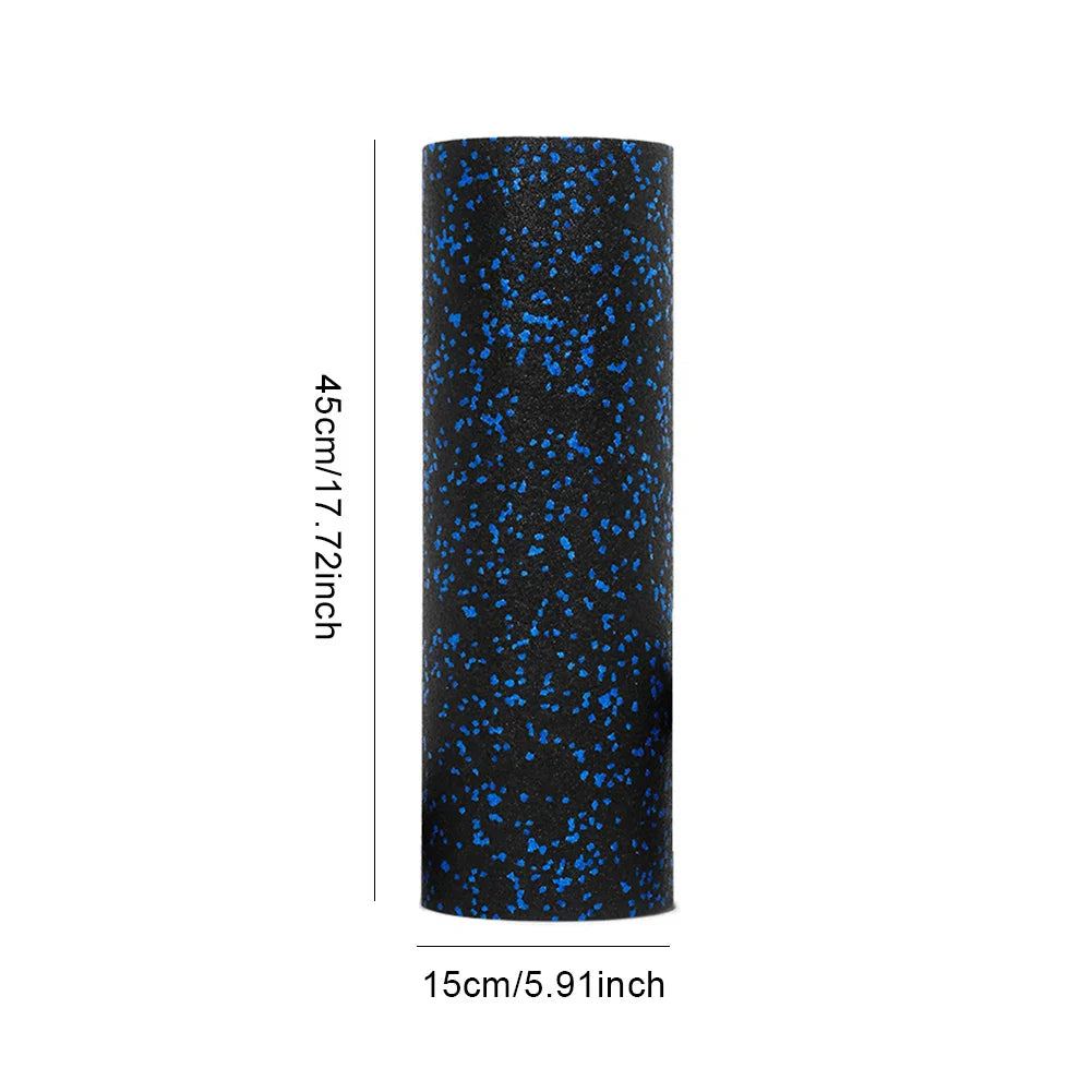 EPP Foam Roller for muscle massage and yoga, 45cm size, black with blue specks.