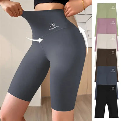 Women's High-Waist Push-Up Yoga Shorts Sports Fitness Cycling Jogging Leggings Knee-Length