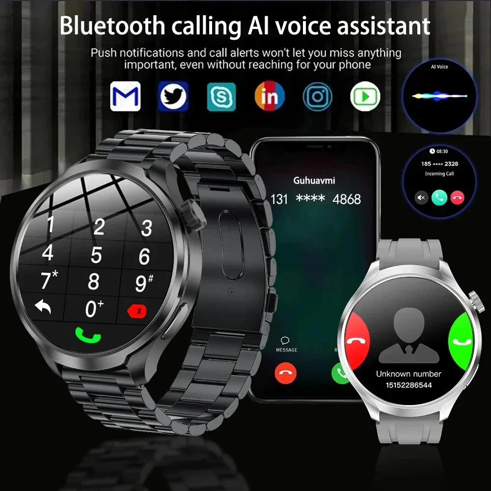 UltraFit Pro 2024 Men's Smartwatch with NFC, health monitoring, AMOLED display, and Bluetooth calling.