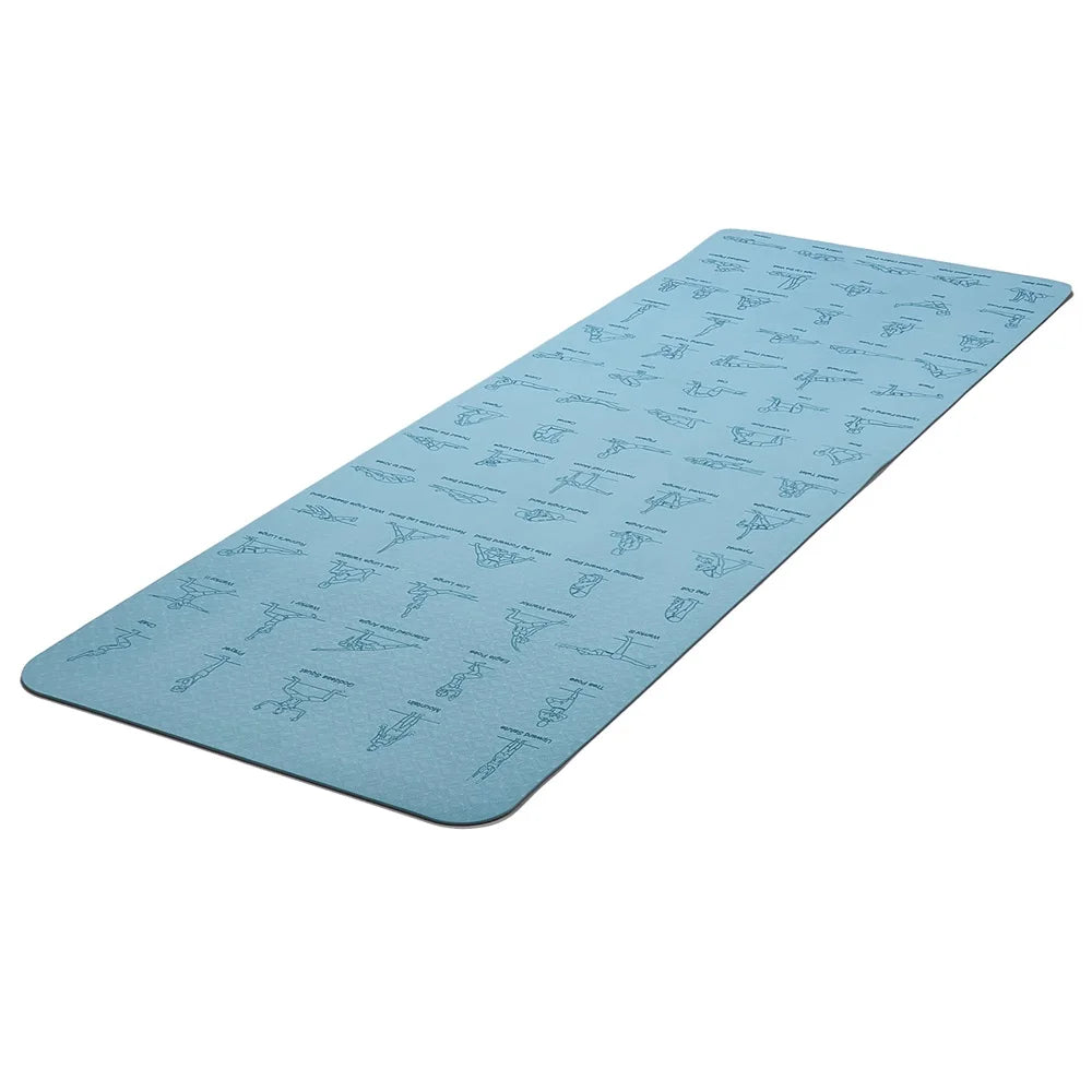 Eco-Friendly TPE Yoga & Fitness Mat in blue, 183 x 61 cm, non-slip surface.