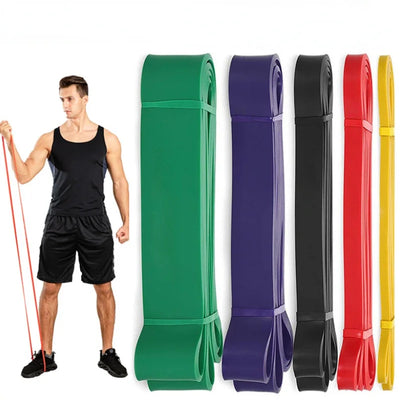 Durable latex resistance bands in assorted colors for strength training and fitness exercises.