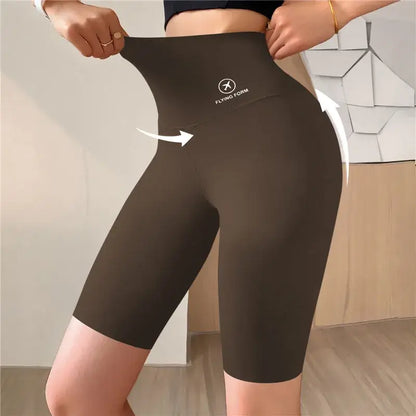 Women's High-Waist Push-Up Yoga Shorts Sports Fitness Cycling Jogging Leggings Knee-Length