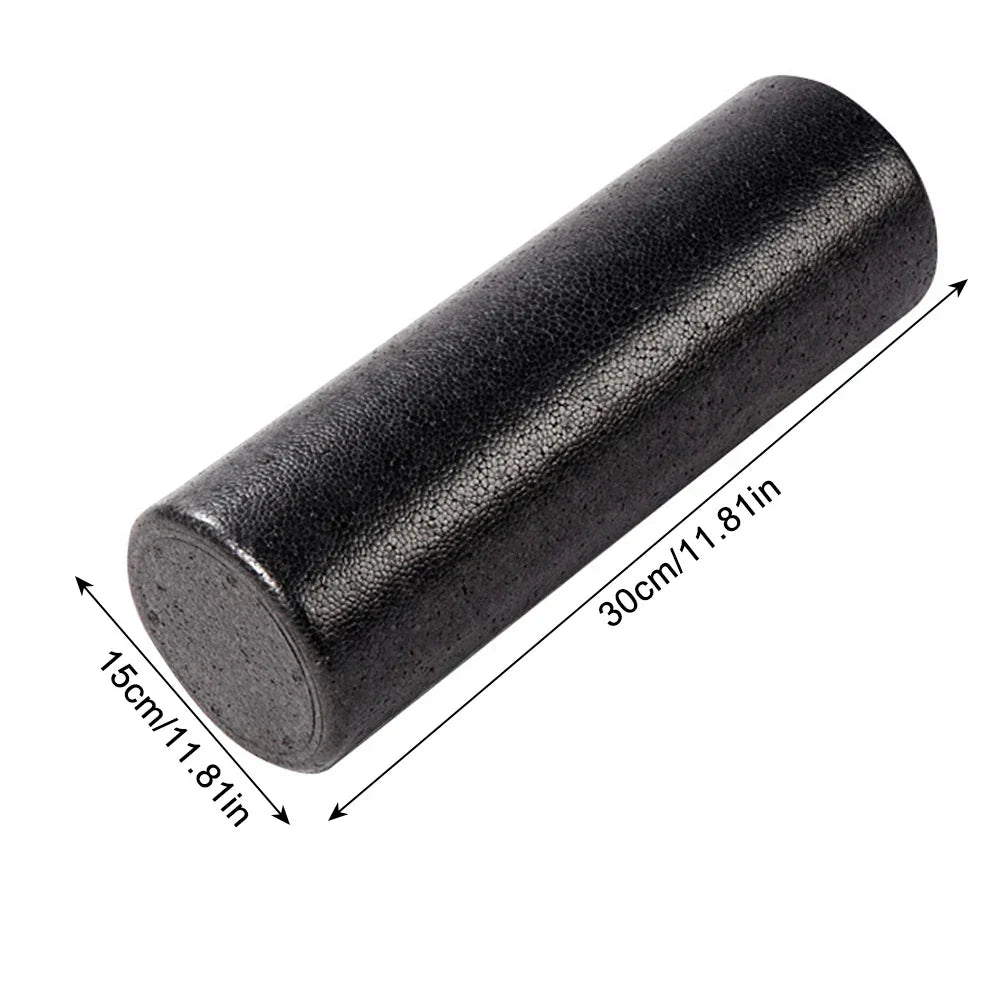 EPP foam roller for muscle massage and yoga, 30cm size, black.