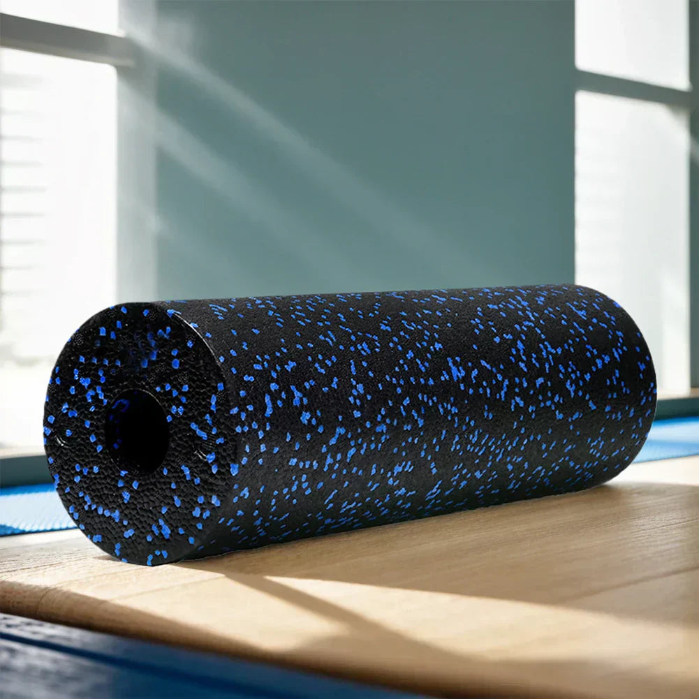 EPP Foam Roller for muscle massage and yoga on a wooden floor.