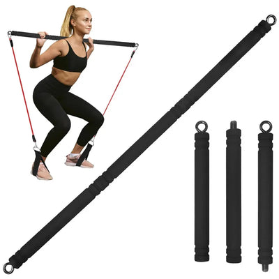 Portable Pilates Bar Kit for versatile home workouts, featuring non-slip yoga resistance stick and beginner exercise equipment.