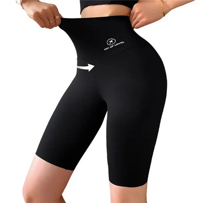 Women's High-Waist Push-Up Yoga Shorts Sports Fitness Cycling Jogging Leggings Knee-Length