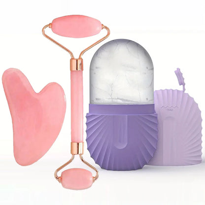 CryoGlow Ice Face Roller & Gua Sha Set