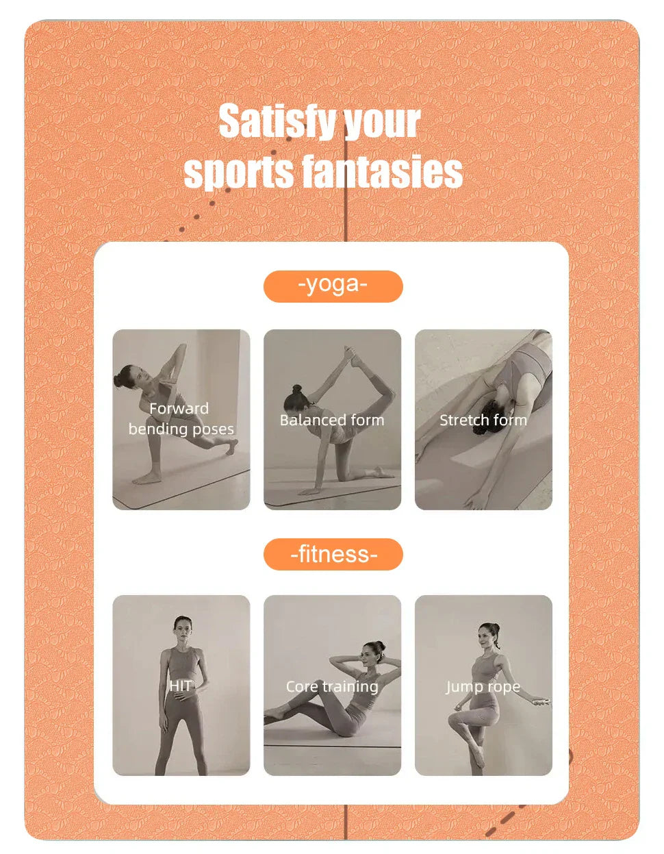 WESTTUNE Yoga Mat, eco-friendly non-slip fitness exercise mat with carrying strap.