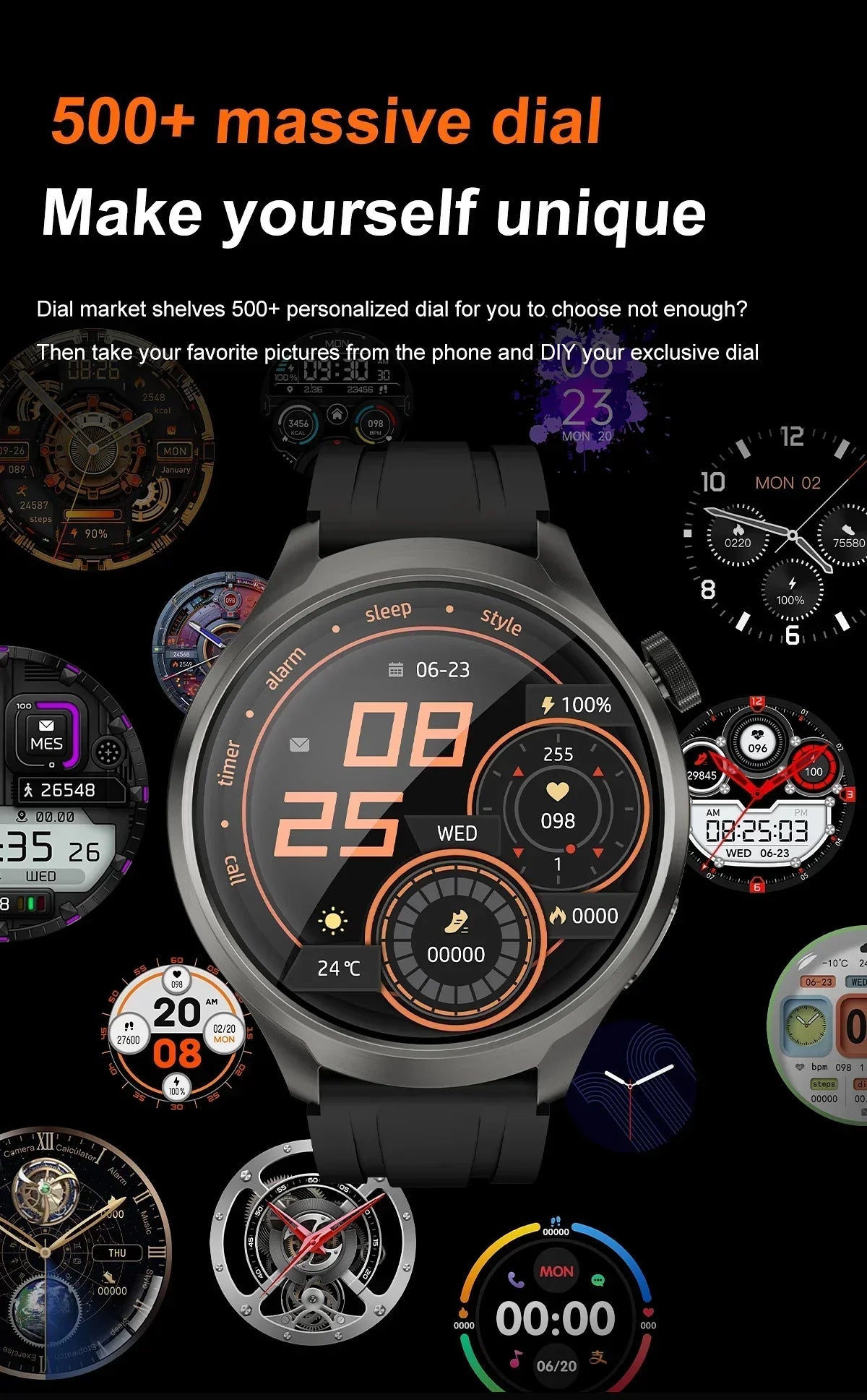 UltraFit Pro 2024 Men's Smartwatch with customizable dials and health monitoring.